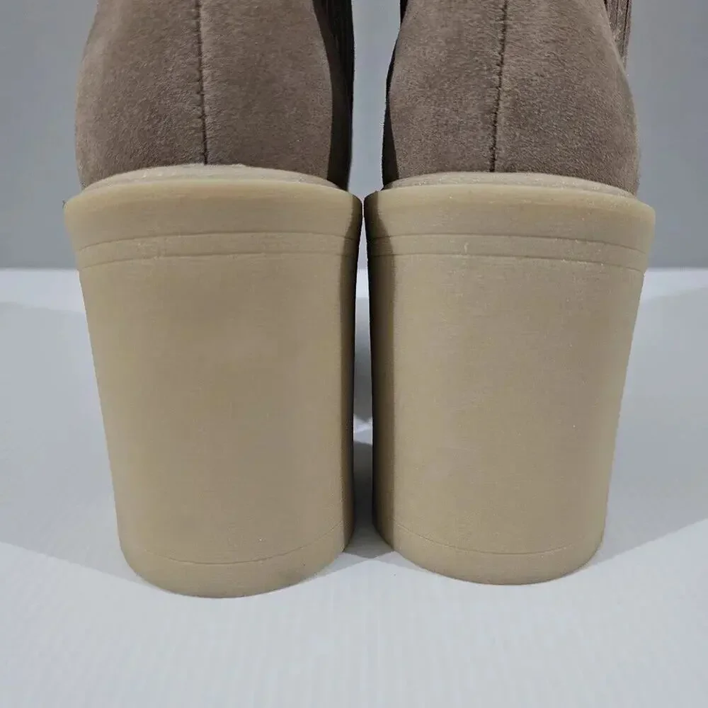 Dolce Vita Caster H20 Ankle Bootie Womens 10 Tan Suede Waterproof Platform Fall